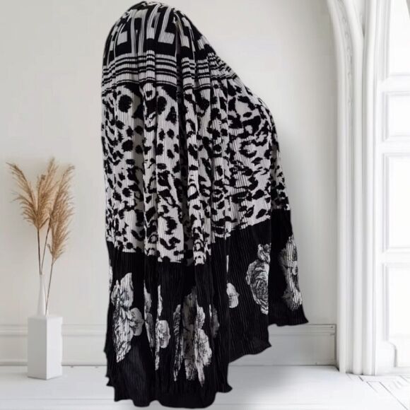 Vintage 80s Oversized Plisse Wrap Top Misses Plus One Size Mixed Print France - Picture 5 of 15